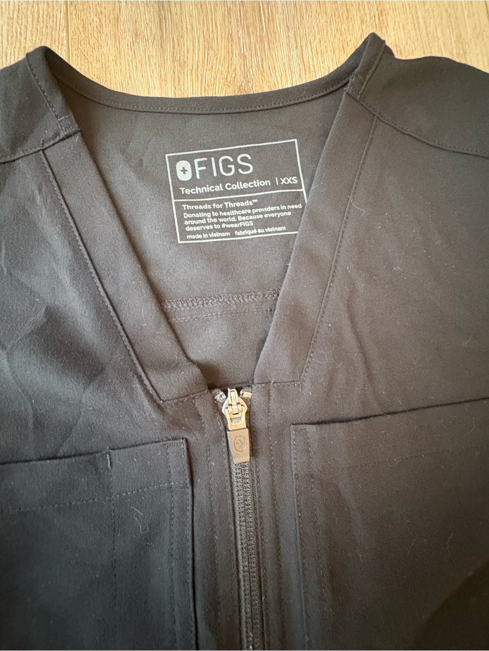Figs Black Zip-Front Technical Jumpsuit with White Drawstring - Picture 5 of 11